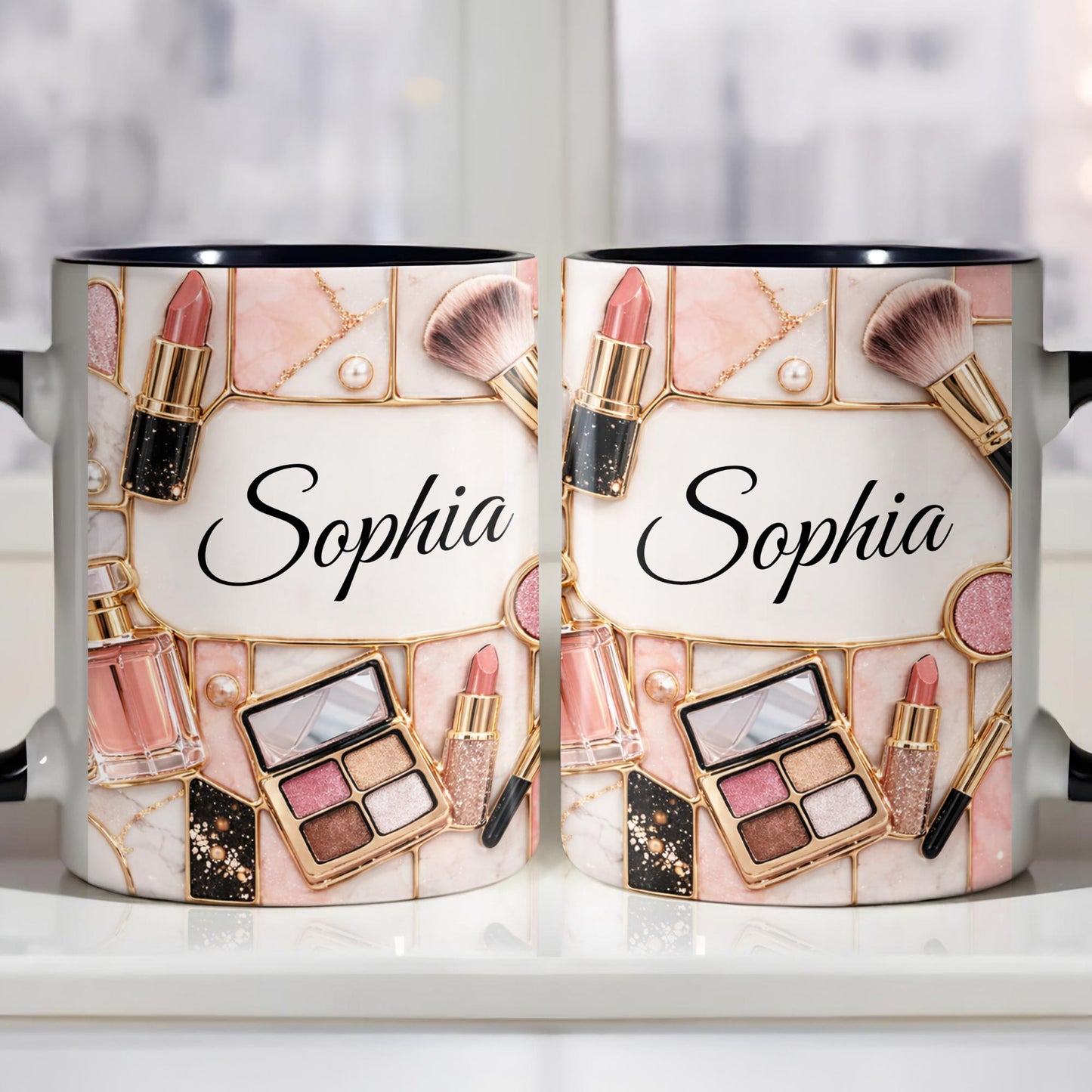 Beauty Is My Passion Makeup Art With Lipstick And Brushes - Personalized Custom Accent Mug - HOB162_AMUG