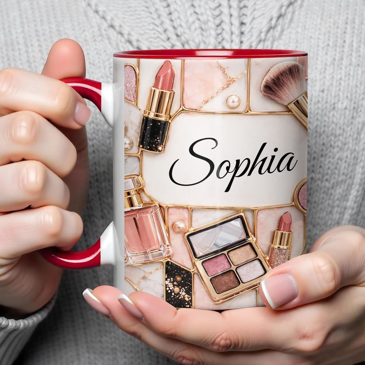 Beauty Is My Passion Makeup Art With Lipstick And Brushes - Personalized Custom Accent Mug - HOB162_AMUG