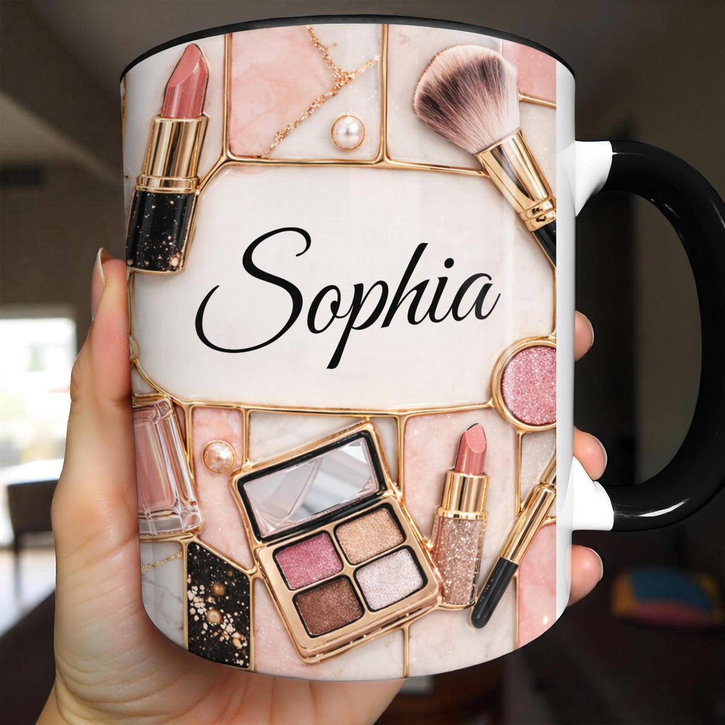 Beauty Is My Passion Makeup Art With Lipstick And Brushes - Personalized Custom Accent Mug - HOB162_AMUG