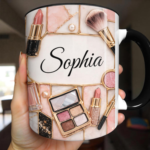 Beauty Is My Passion Makeup Art With Lipstick And Brushes - Personalized Custom Accent Mug - HOB162_AMUG