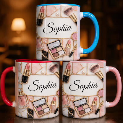 Beauty Is My Passion Makeup Art With Lipstick And Brushes - Personalized Custom Accent Mug - HOB162_AMUG