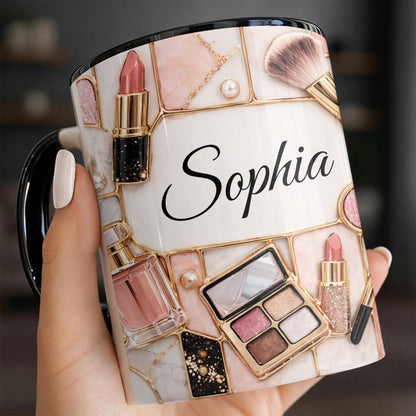 Beauty Is My Passion Makeup Art With Lipstick And Brushes - Personalized Custom Accent Mug - HOB162_AMUG