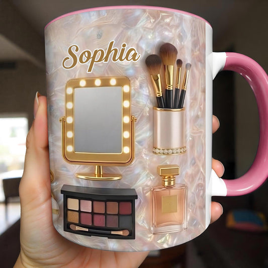 Chasing Dreams And Highlighting Themes Makeup Kit Mirror And Lipstick - Personalized Custom Accent Mug - HOB170_AMUG