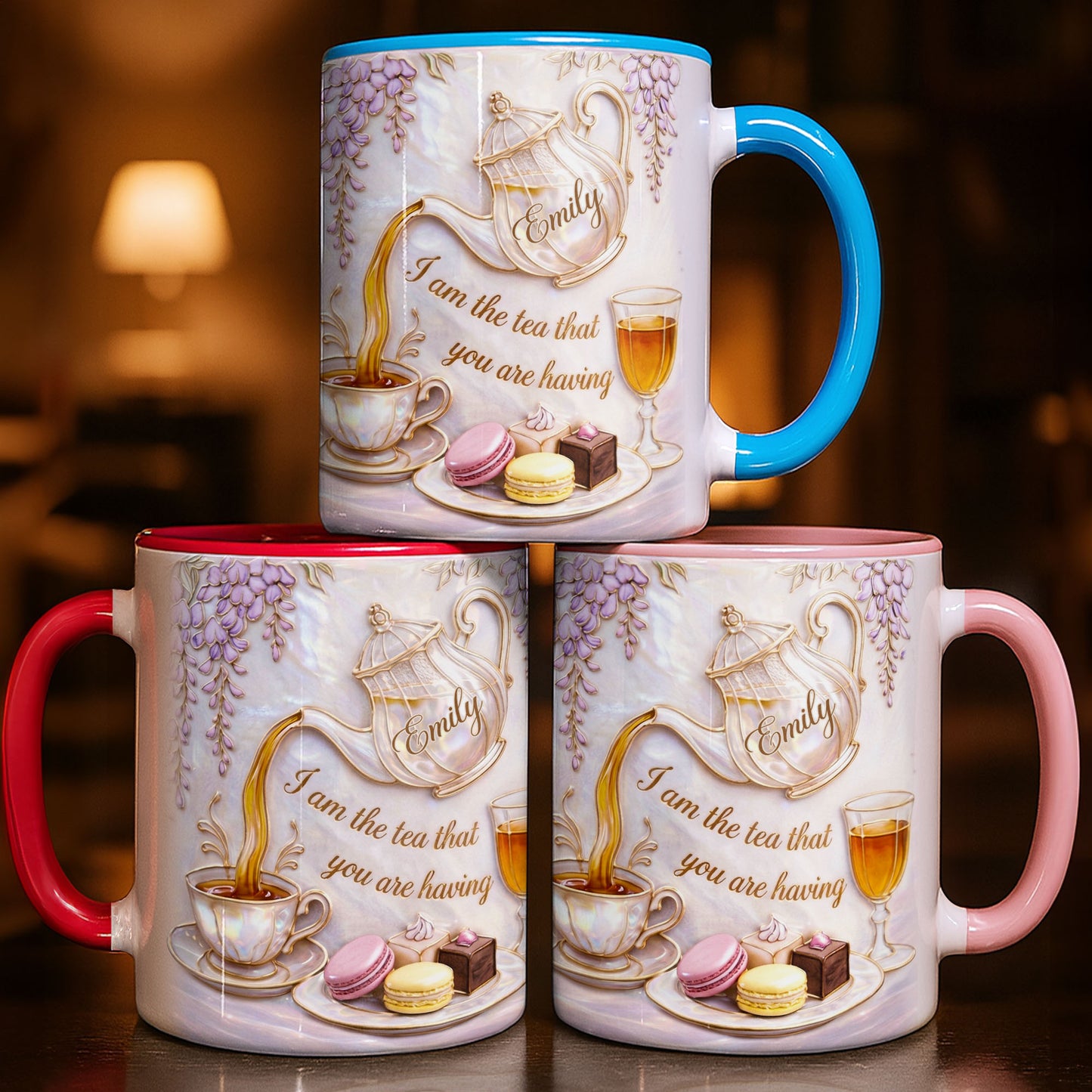 I Am The Tea That You Are Having Teapot And Macarons - Personalized Custom Accent Mug - HOB171_AMUG