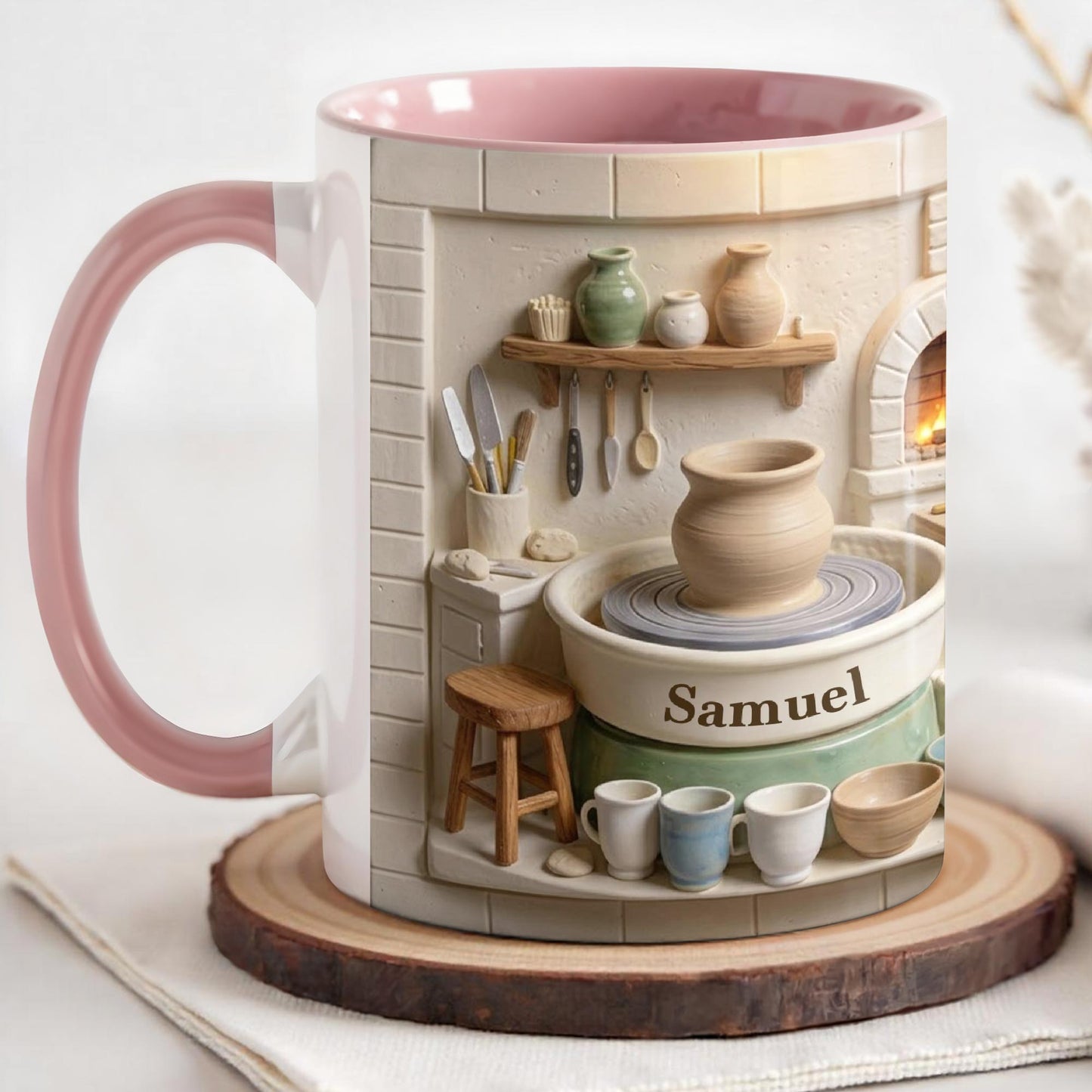Pottery Is My Therapy With 3D Ceramic Studio And Pottery Wheel - Personalized Custom Accent Mug - HOB174_AMUG