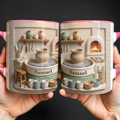 Pottery Is My Therapy With 3D Ceramic Studio And Pottery Wheel - Personalized Custom Accent Mug - HOB174_AMUG