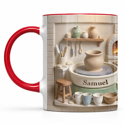 Pottery Is My Therapy With 3D Ceramic Studio And Pottery Wheel - Personalized Custom Accent Mug - HOB174_AMUG