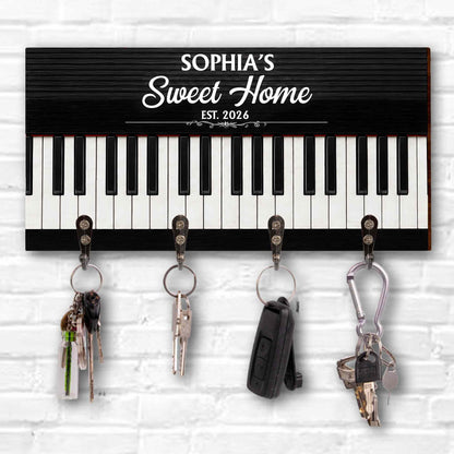 Sweet Home Piano Keys Musical Instrument Decor - Personalized Key Holder - HOB234_KHO