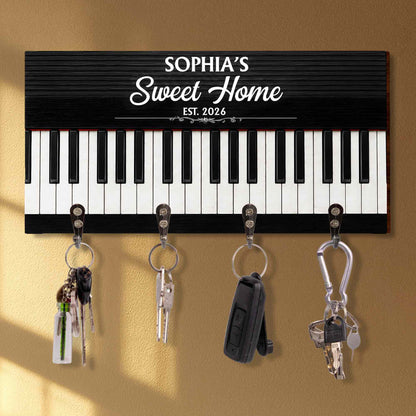Sweet Home Piano Keys Musical Instrument Decor - Personalized Key Holder - HOB234_KHO