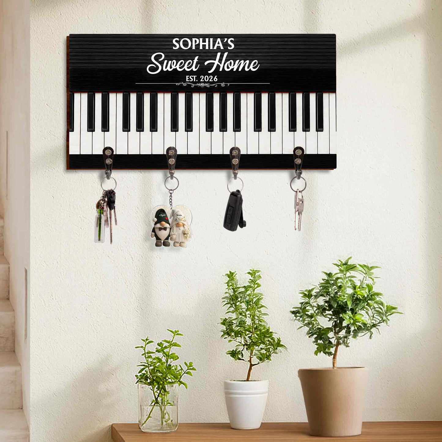 Sweet Home Piano Keys Musical Instrument Decor - Personalized Key Holder - HOB234_KHO