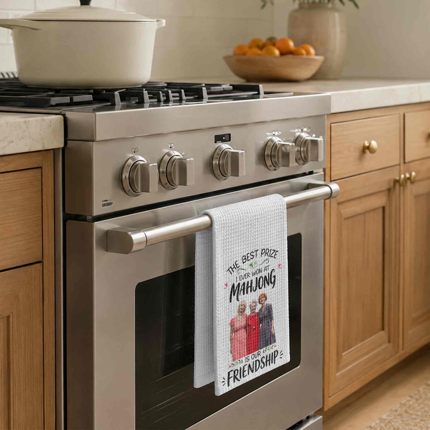 The Best Prize I Ever Won At Mahjong Is Our Friendship Custom Photo - Personalized Kitchen Towel - HOB377_TOWL