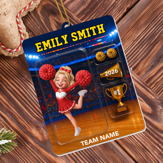 Number One Cheerleader With Megaphone And Trophy - Personalized Custom Acrylic Ornament, Christmas Gift - HOB404_ACO