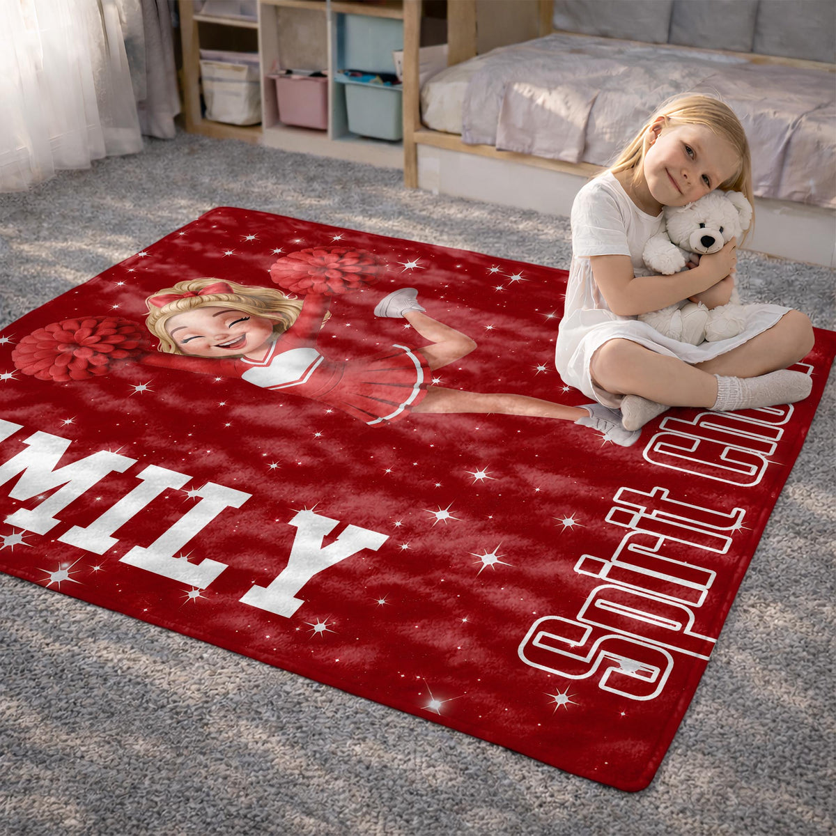 Pink Panthers Custom Cheerleader Art With Pom Poms - Personalized Custom Blanket - HOB405_BLK