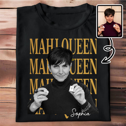 Mahjqueen Custom Photo T-shirt Featuring Mahjong Tile And Dice - Personalized Custom Unisex T-shirt, Hoodie - HOB409_BBAS