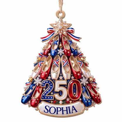 A Passion For Dance Shines Bright With Ballet Shoes And Star - Personalized Custom Wood Ornament, Custom Shaped - HOB446_WDO