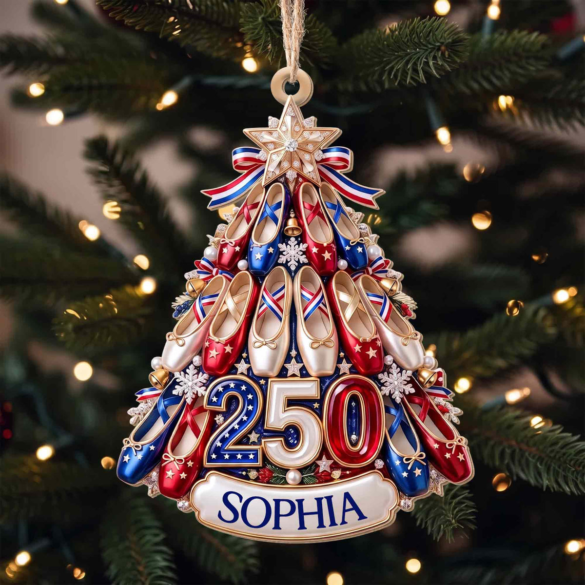 A Passion For Dance Shines Bright With Ballet Shoes And Star - Personalized Custom Wood Ornament, Custom Shaped - HOB446_WDO