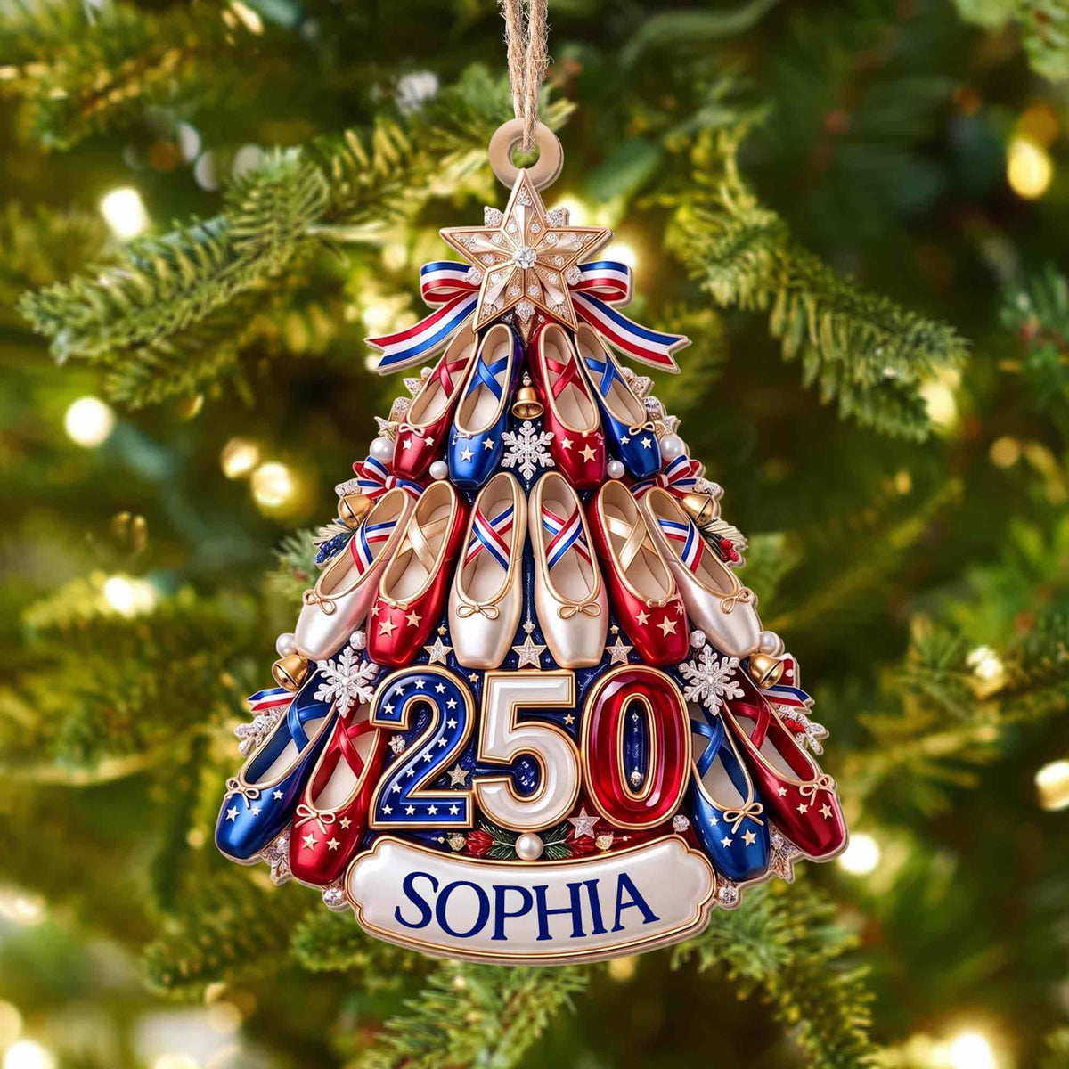 A Passion For Dance Shines Bright With Ballet Shoes And Star - Personalized Custom Wood Ornament, Custom Shaped - HOB446_WDO