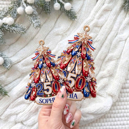 A Passion For Dance Shines Bright With Ballet Shoes And Star - Personalized Custom Wood Ornament, Custom Shaped - HOB446_WDO