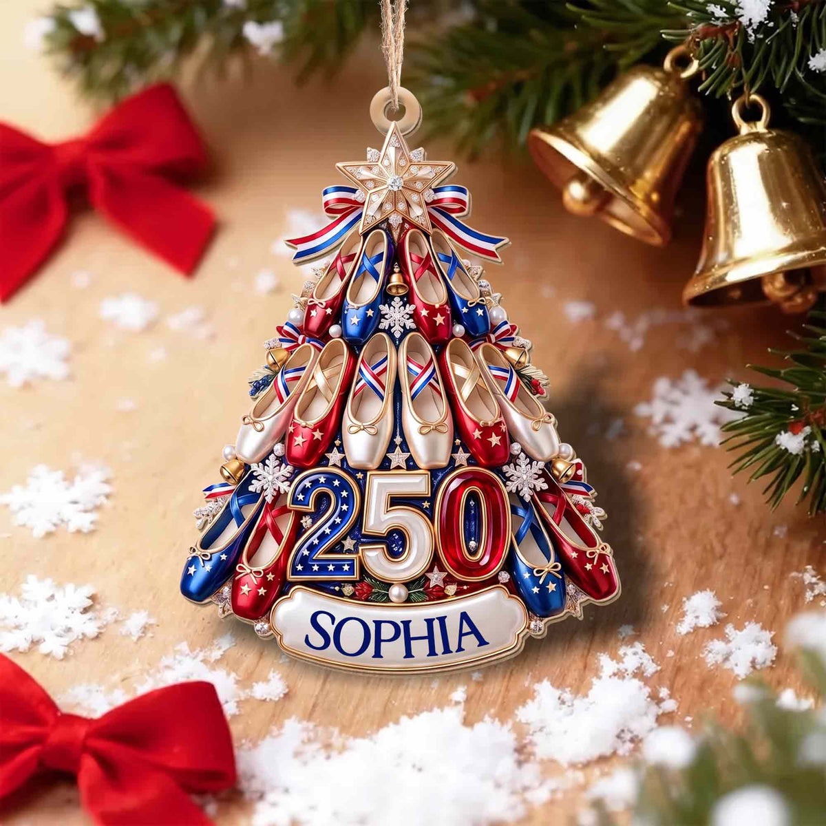 A Passion For Dance Shines Bright With Ballet Shoes And Star - Personalized Custom Wood Ornament, Custom Shaped - HOB446_WDO