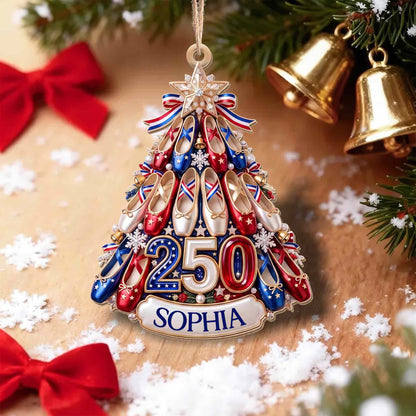 A Passion For Dance Shines Bright With Ballet Shoes And Star - Personalized Custom Wood Ornament, Custom Shaped - HOB446_WDO