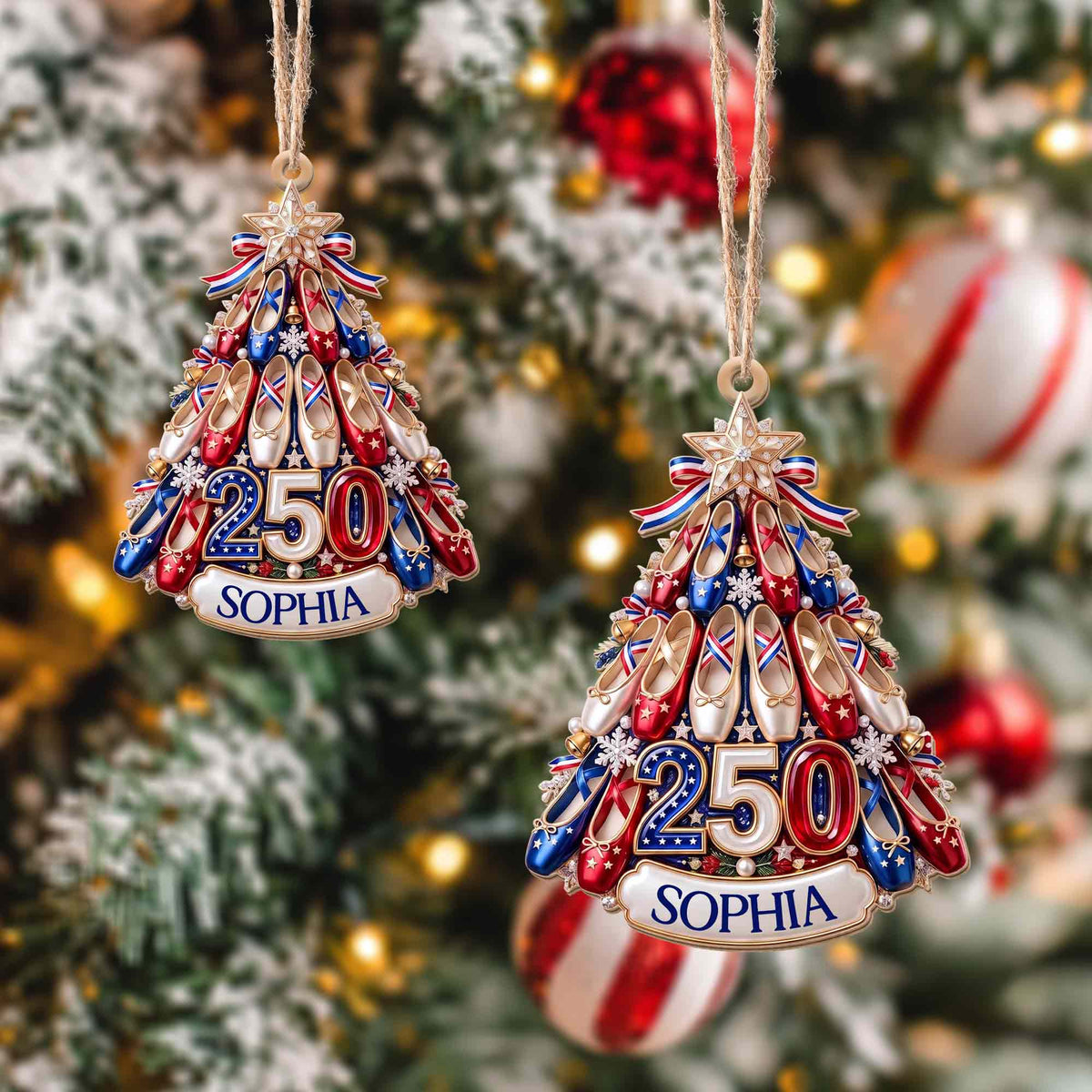 A Passion For Dance Shines Bright With Ballet Shoes And Star - Personalized Custom Wood Ornament, Custom Shaped - HOB446_WDO