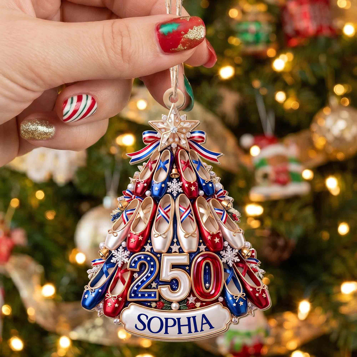 A Passion For Dance Shines Bright With Ballet Shoes And Star - Personalized Custom Wood Ornament, Custom Shaped - HOB446_WDO