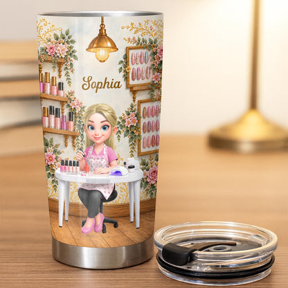Just A Girl Who Loves Nails Floral Manicure Artist - Personalized Custom Stainless Steel Tumbler 20oz - HOB495_USTUM