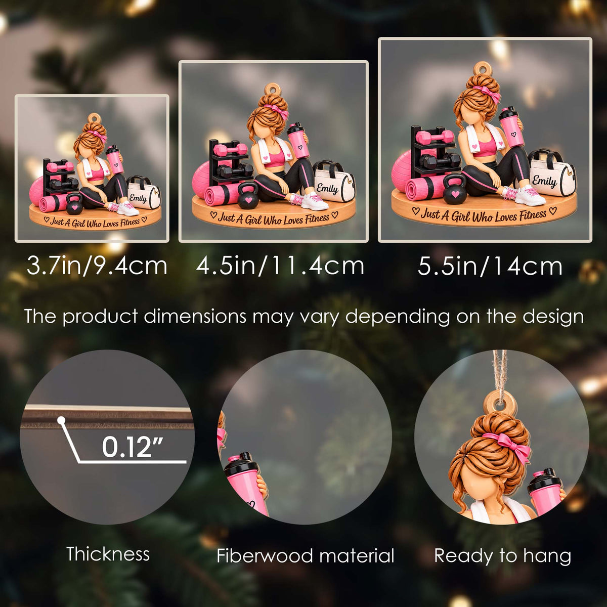 Just A Girl Who Loves Fitness Gym Girl With Dumbbells And Kettlebell - Personalized Custom Wood Ornament, Custom Shaped - HOB561_WDO