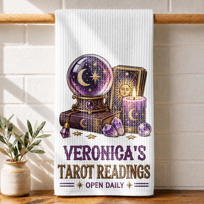 Tarot Readings Open Daily, Mystic Crystal Ball And Tarot Cards - Personalized Kitchen Towel - HOB644_TOWL