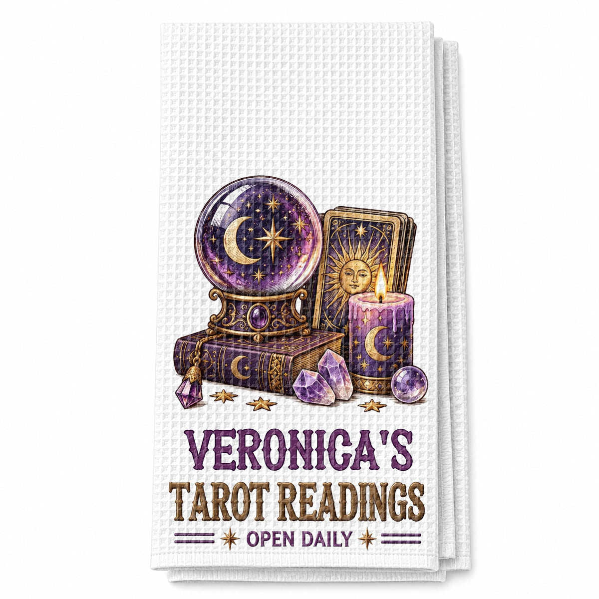 Tarot Readings Open Daily, Mystic Crystal Ball And Tarot Cards - Personalized Kitchen Towel - HOB644_TOWL