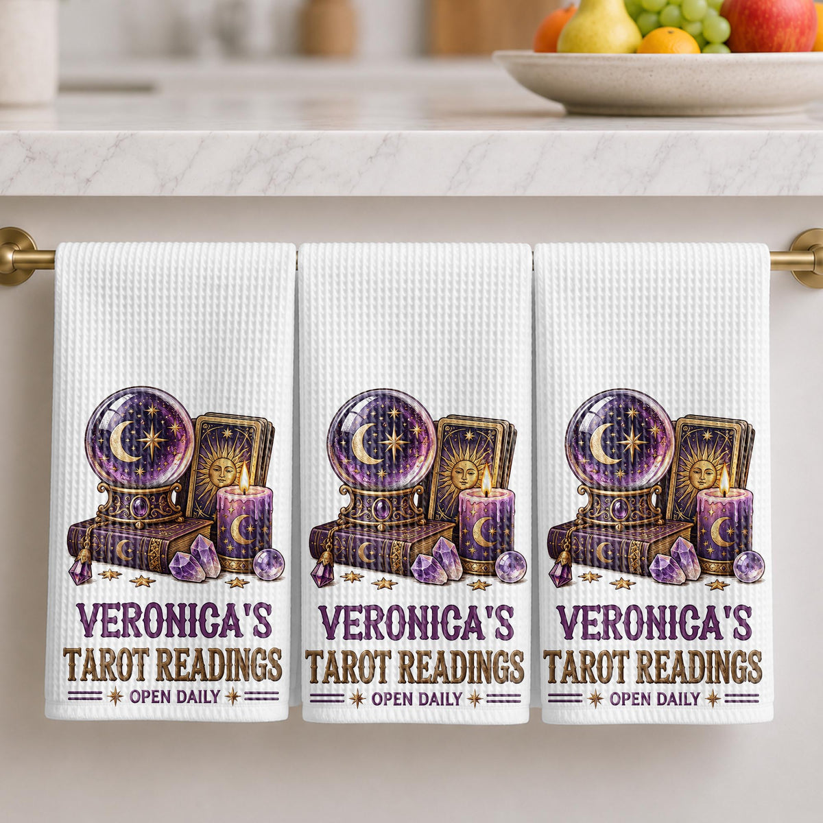 Tarot Readings Open Daily, Mystic Crystal Ball And Tarot Cards - Personalized Kitchen Towel - HOB644_TOWL