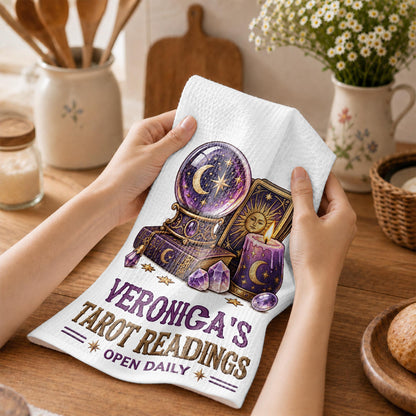 Tarot Readings Open Daily, Mystic Crystal Ball And Tarot Cards - Personalized Kitchen Towel - HOB644_TOWL