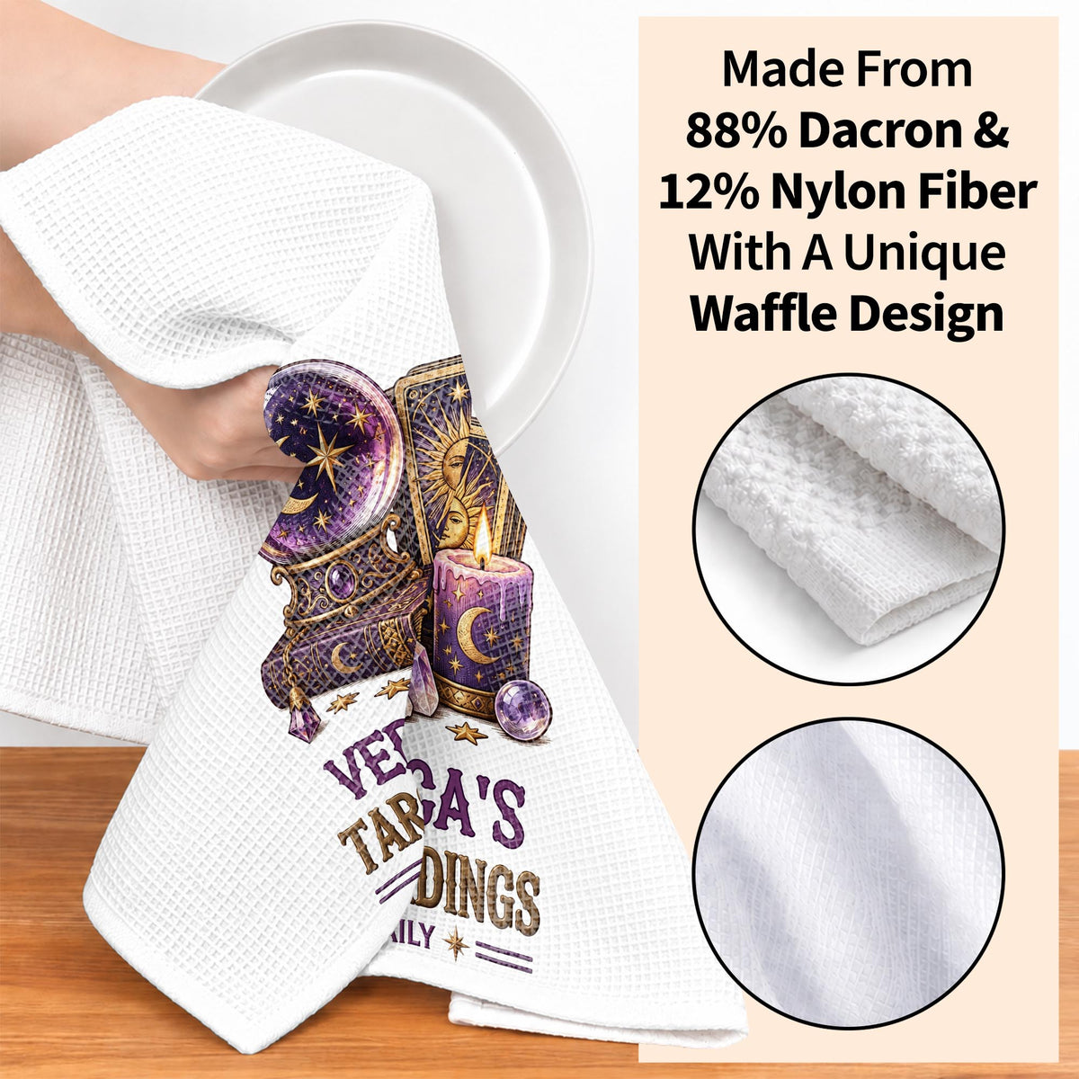 Tarot Readings Open Daily, Mystic Crystal Ball And Tarot Cards - Personalized Kitchen Towel - HOB644_TOWL