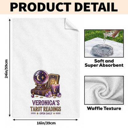 Tarot Readings Open Daily, Mystic Crystal Ball And Tarot Cards - Personalized Kitchen Towel - HOB644_TOWL
