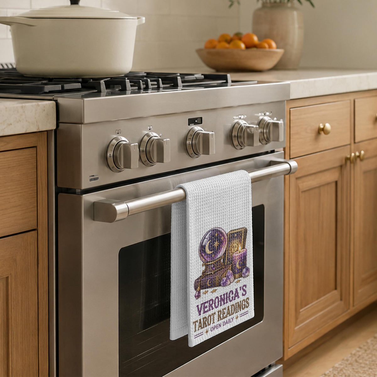 Tarot Readings Open Daily, Mystic Crystal Ball And Tarot Cards - Personalized Kitchen Towel - HOB644_TOWL