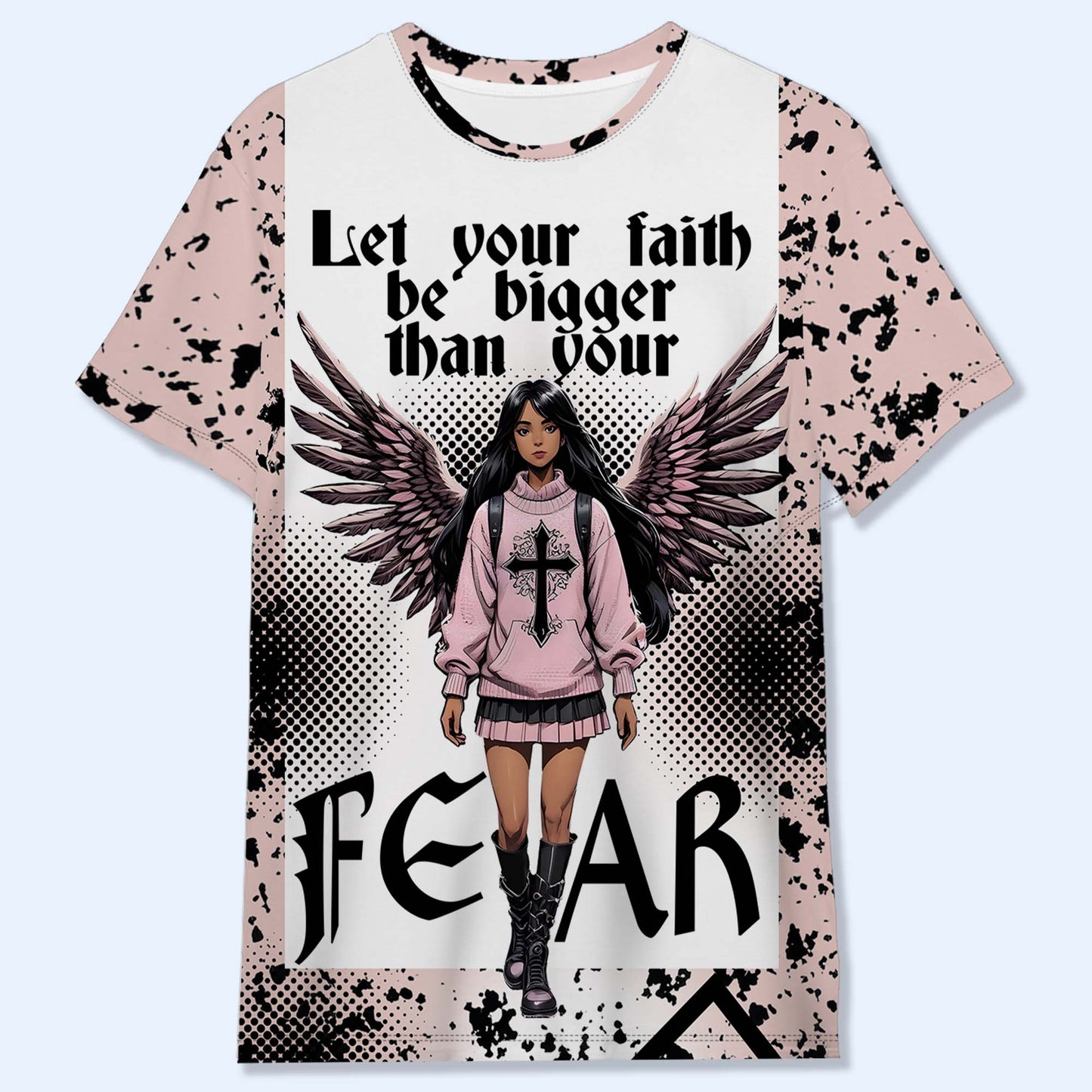 Deja que tu fe sea más grande que tu miedo - Camiseta unisex personalizada con estampado completo - HS005_3T