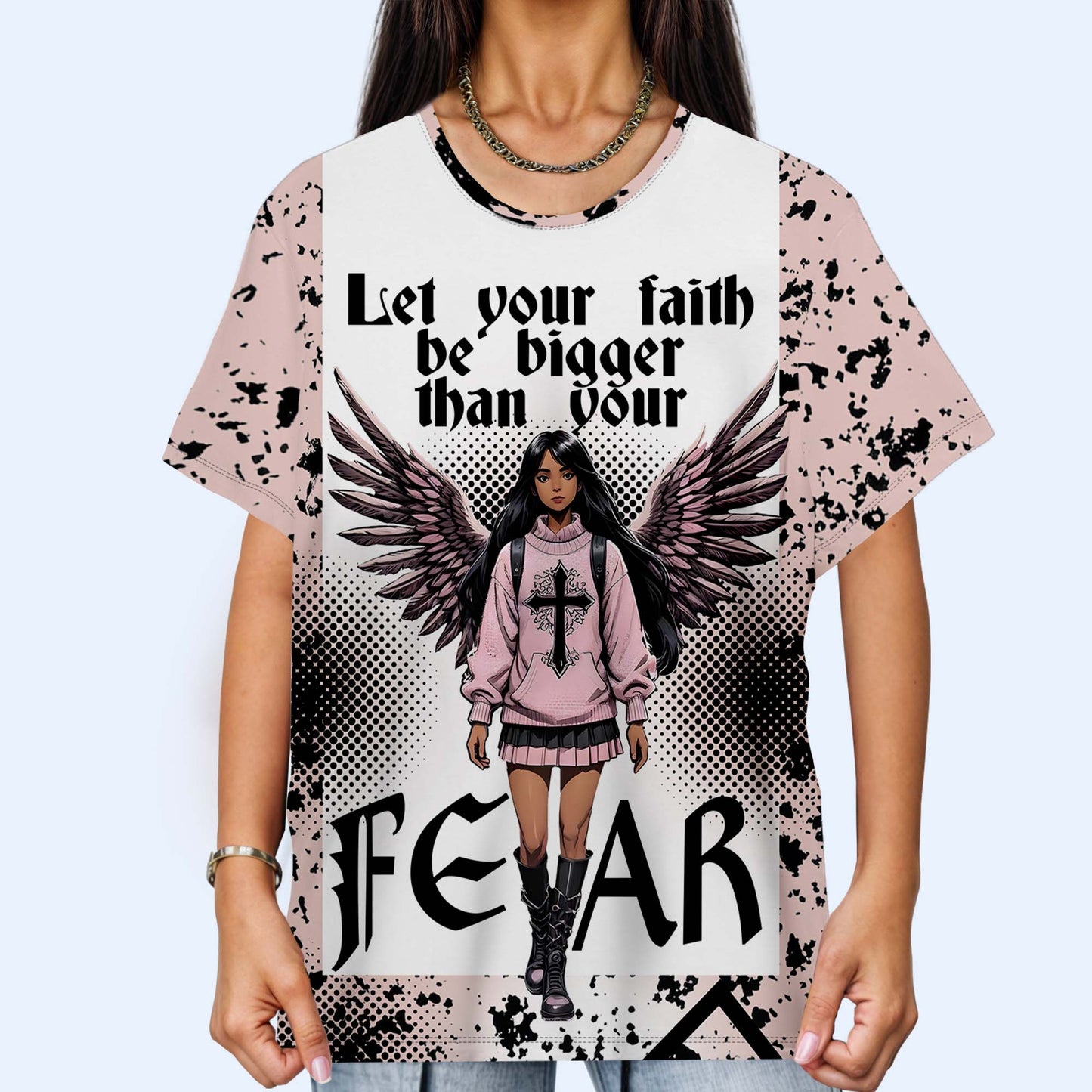 Deja que tu fe sea más grande que tu miedo - Camiseta unisex personalizada con estampado completo - HS005_3T