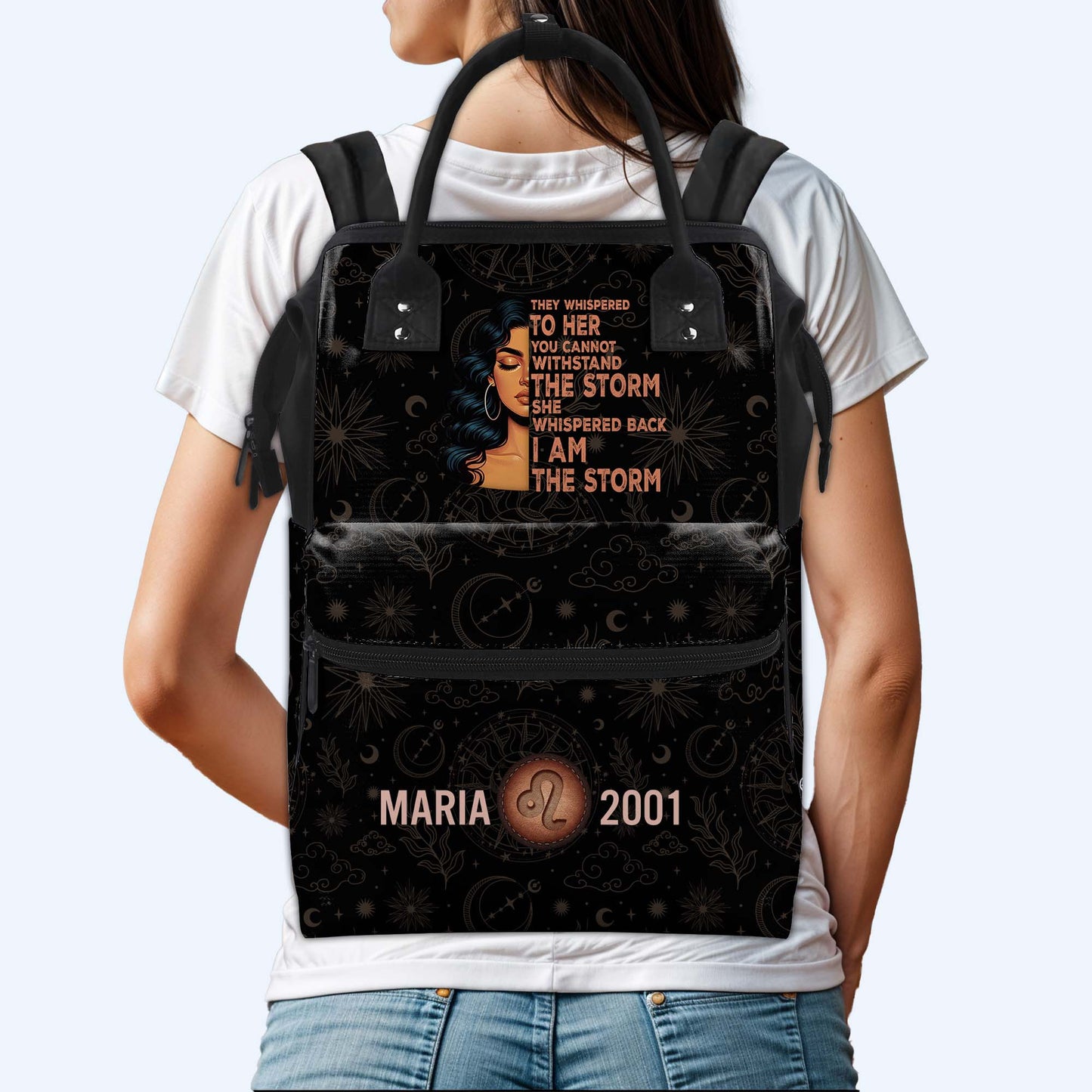 They Whispered To Her You Cannot Withstand The Storm She Whispered Back I Am The Storm - Personalized Custom Duckbilled Travel Backpack - HS006_DKB