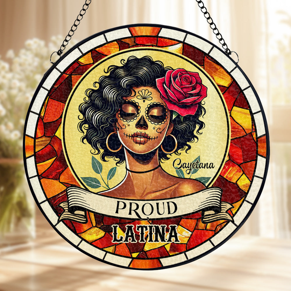 Proud Latina Colorful Suncatcher Featuring Traditional Design