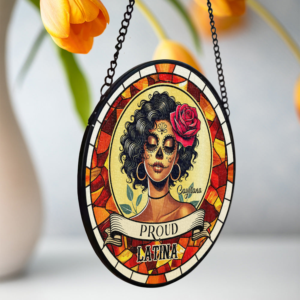 Proud Latina Colorful Suncatcher Featuring Traditional Design