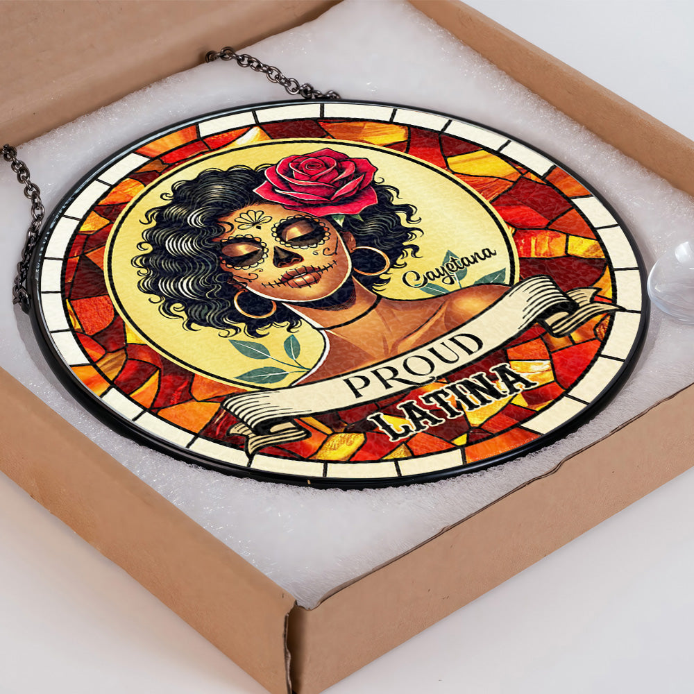 Proud Latina Colorful Suncatcher Featuring Traditional Design