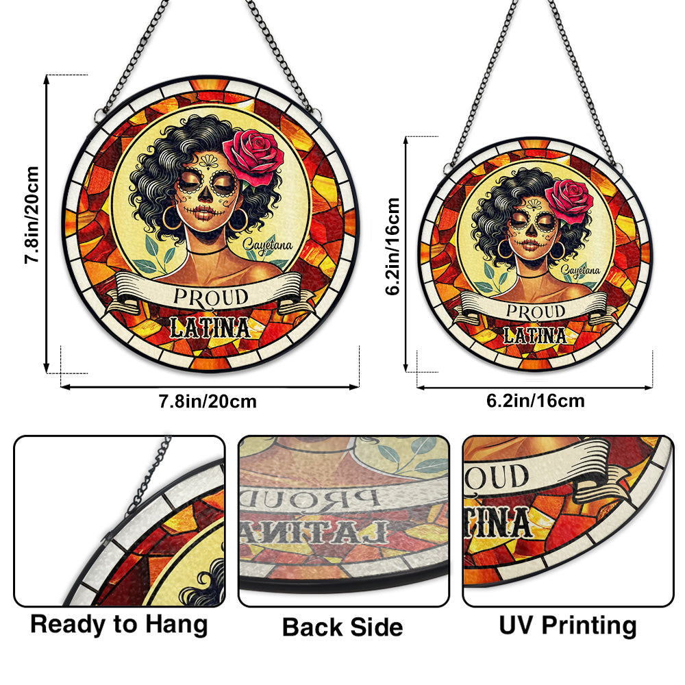 Proud Latina Colorful Suncatcher Featuring Traditional Design