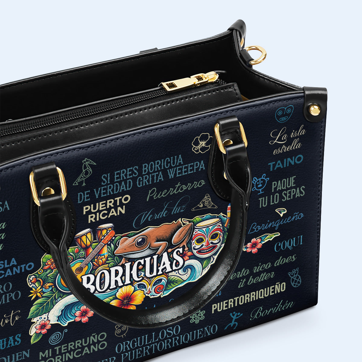 Todo sobre los Boricuas - Bolso de Cuero Personalizado - HS020_HB