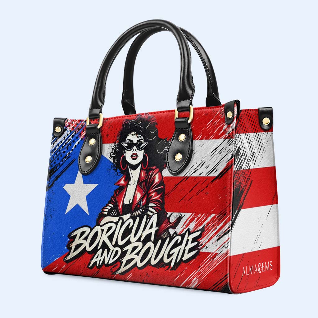 Boricua &amp; Bougie - Bolso de mano de cuero personalizado - HS022_HB