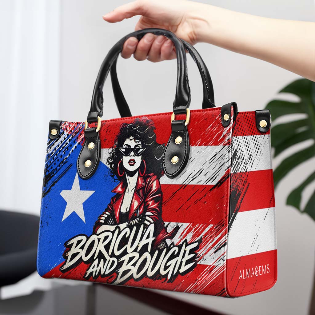 Boricua &amp; Bougie - Bolso de mano de cuero personalizado - HS022_HB