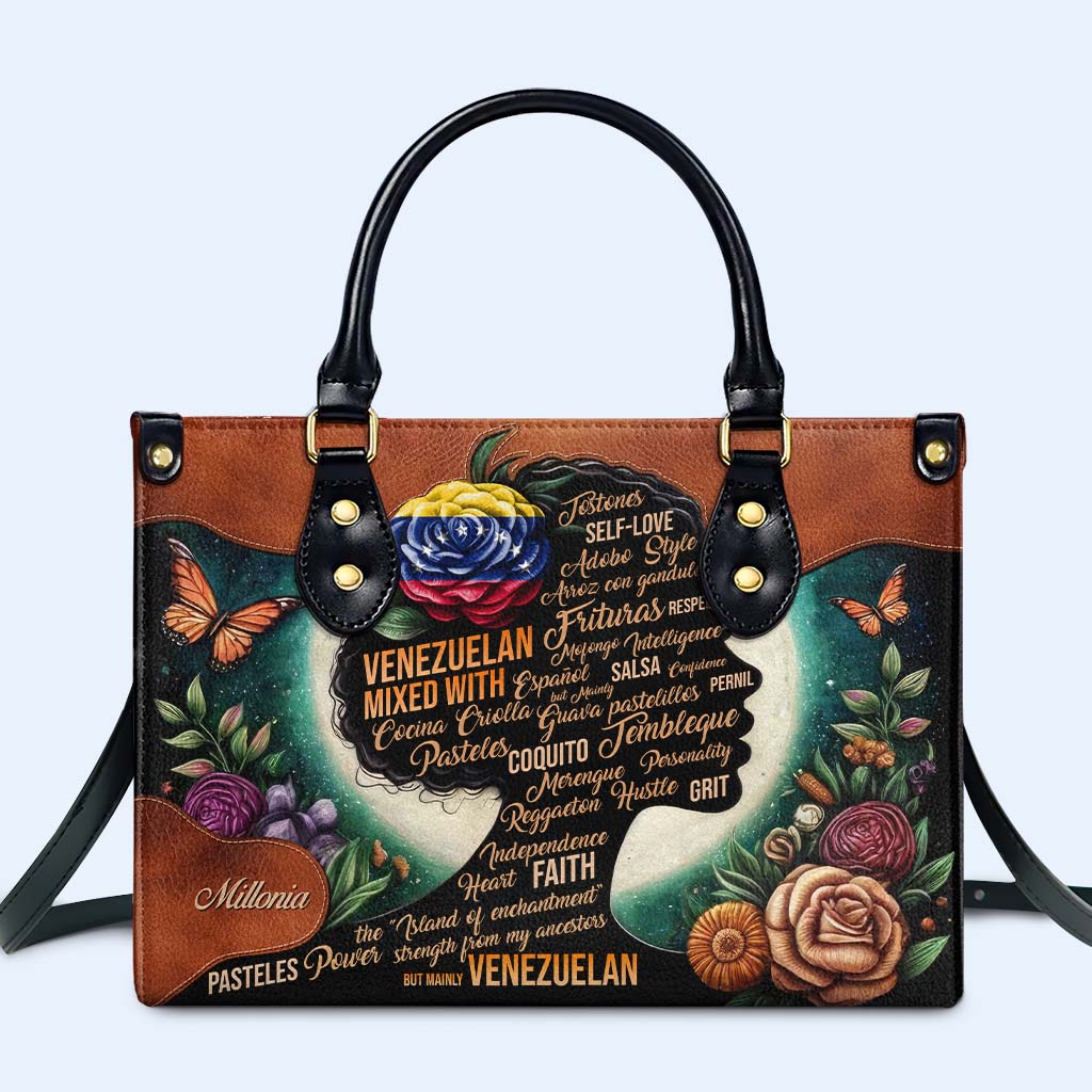 Flor Hispana Mixta Con... - Bolso de Cuero Personalizado a Medida - HS026_HB