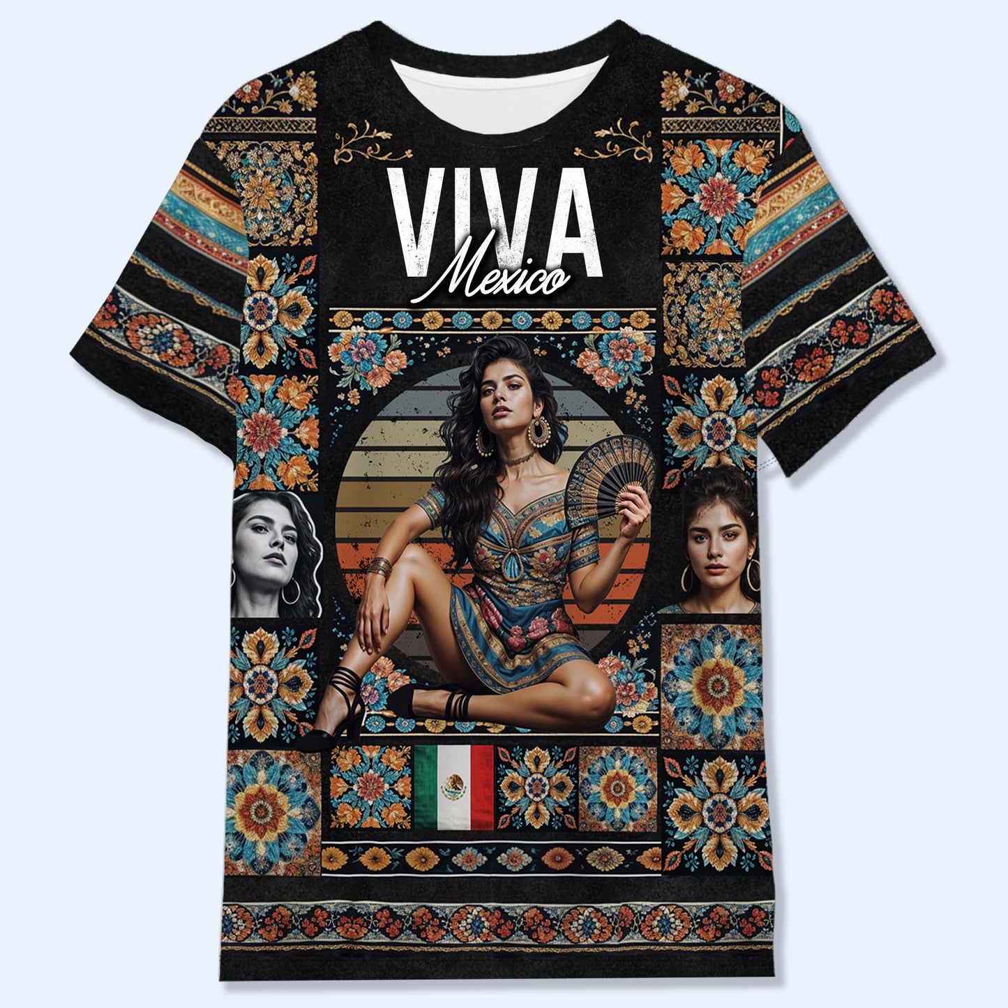 Camiseta estilo pirata vintage de México: camiseta unisex personalizada con estampado integral - HS028_3T