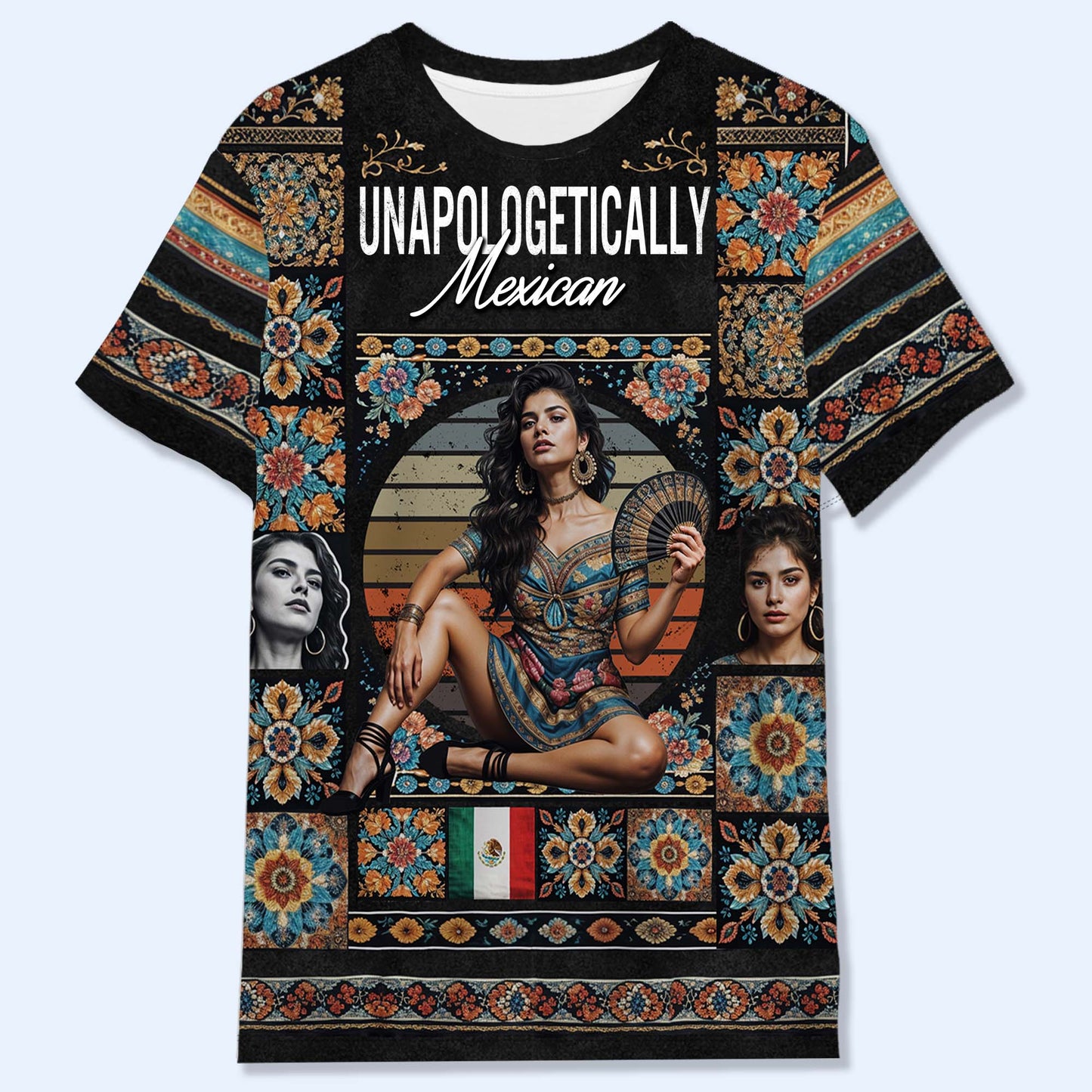 Camiseta estilo pirata vintage de México: camiseta unisex personalizada con estampado integral - HS028_3T