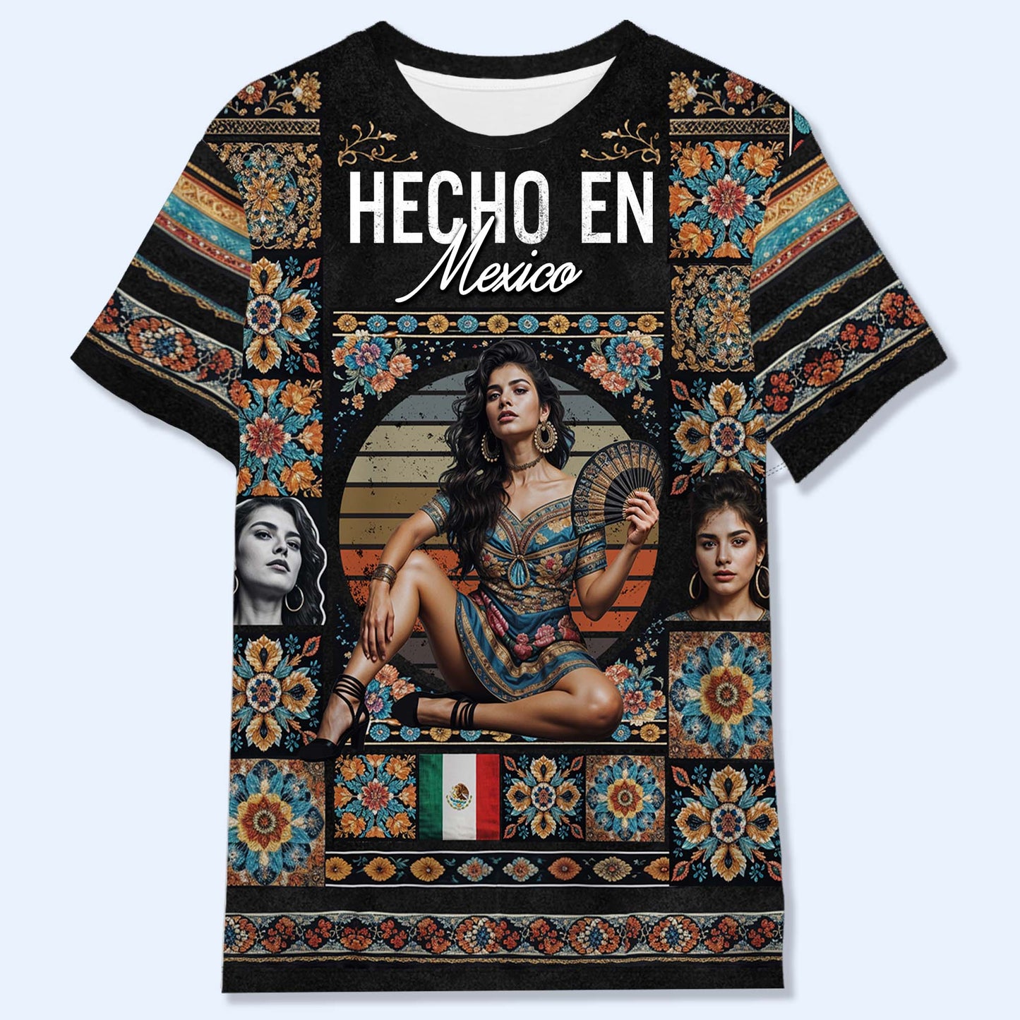 Camiseta estilo pirata vintage de México: camiseta unisex personalizada con estampado integral - HS028_3T