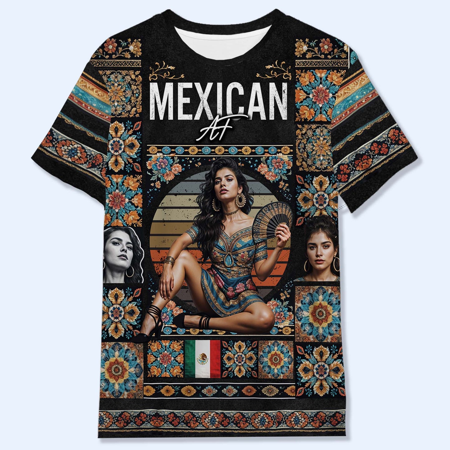 Camiseta estilo pirata vintage de México: camiseta unisex personalizada con estampado integral - HS028_3T